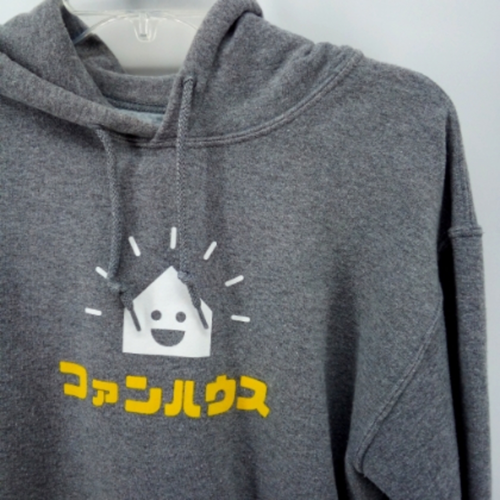 Funhaus Cotton Polyester Gray Hoodie Kangaroo Pocket S Yellow Lettering
